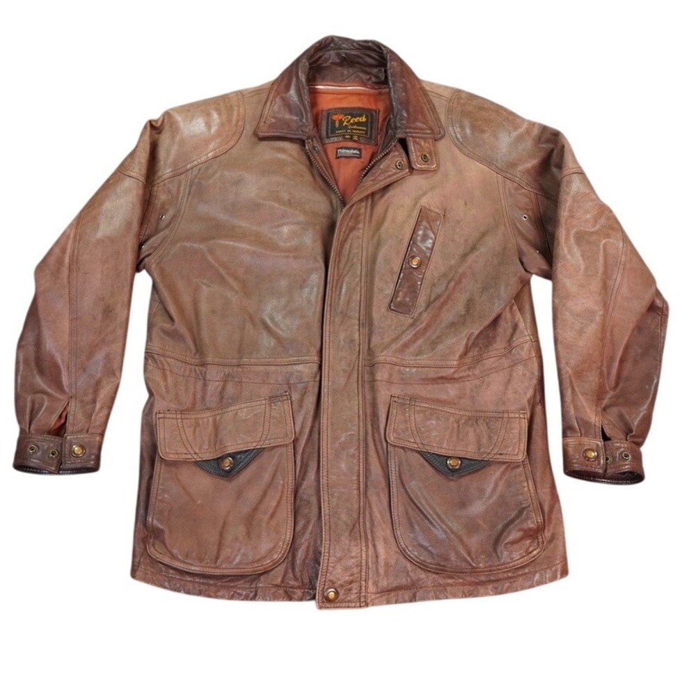 Reed Sportswear Leather Jacket Mens Size 42 Brown‎ Thinsulate Barn Chore Style